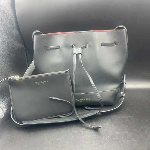 Teddy Blake Handbags - Teddy Blake Elisa Bucket Bag and Wallet Black and Red Lining